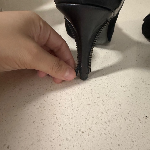 Vintage Dior black leather suede rebel pointed toe heels Y2K - Picture 6 of 8